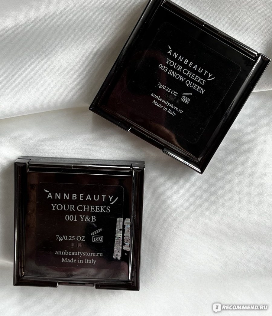 Annbeauty Your Cheeks румяна — оборотные стороны компактов Y&B и Snow Queen