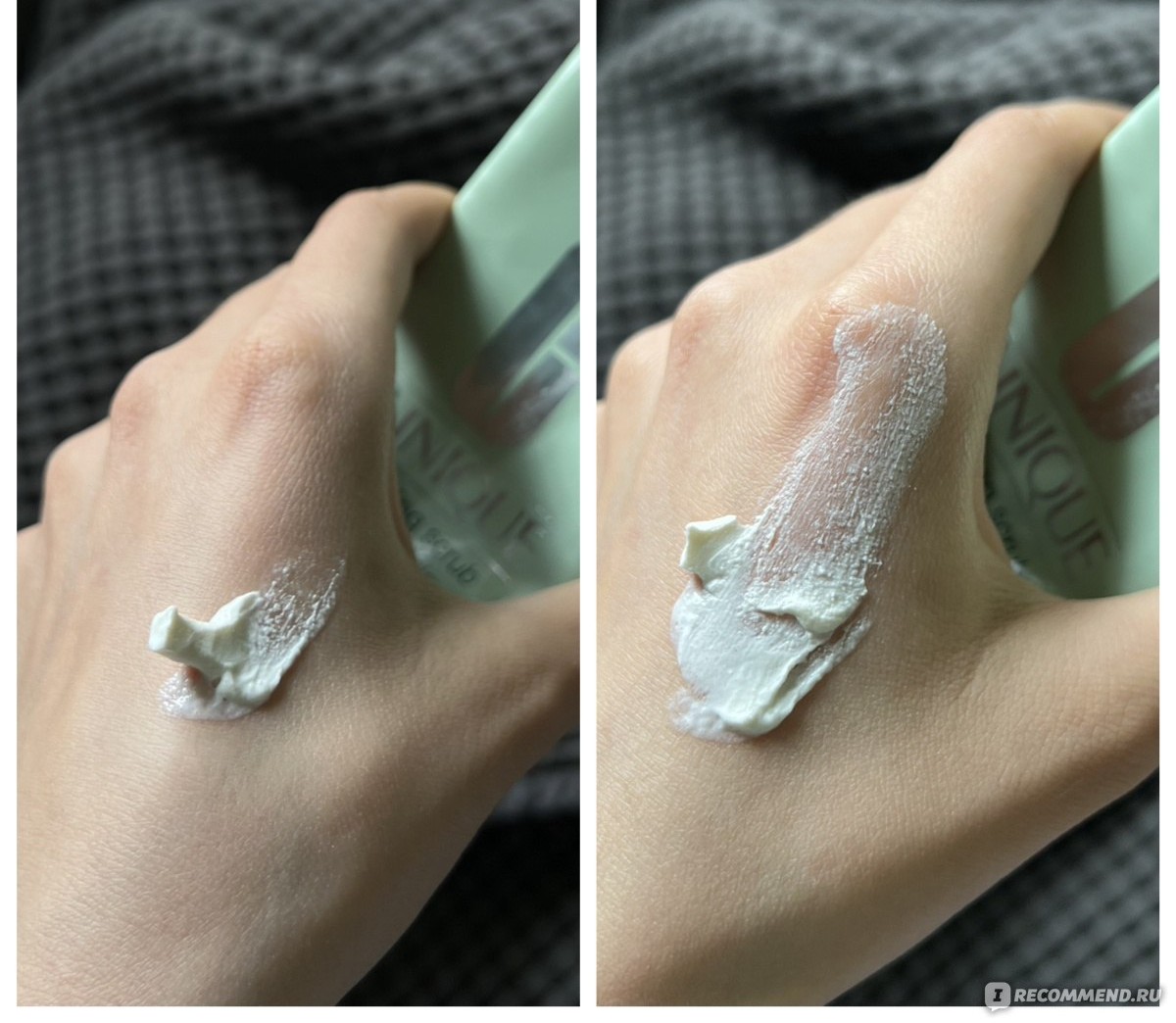 Clinique Exfoliating Scrub свотч на руке — текстура скраба