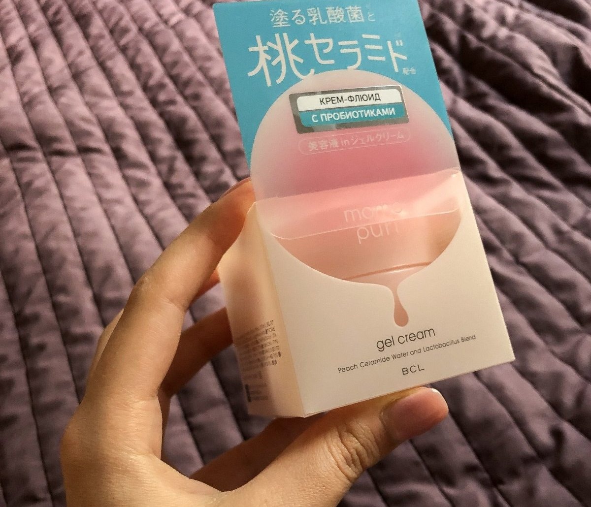 Momo Puri Gel Cream BCL — коробка с пробиотиками и церамидами персика