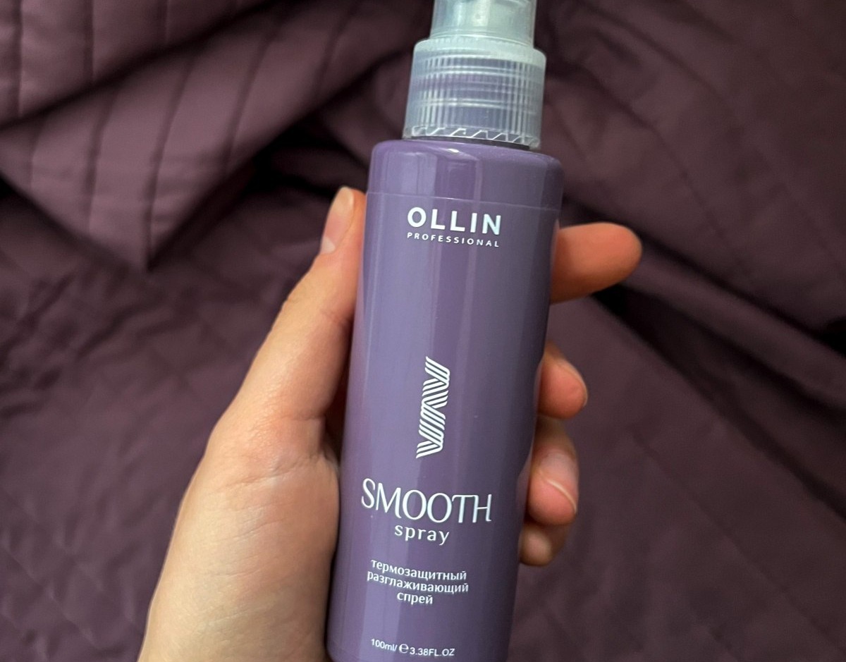 Ollin Smooth Spray — фиолетовый флакон термозащитного разглаживающего спрея