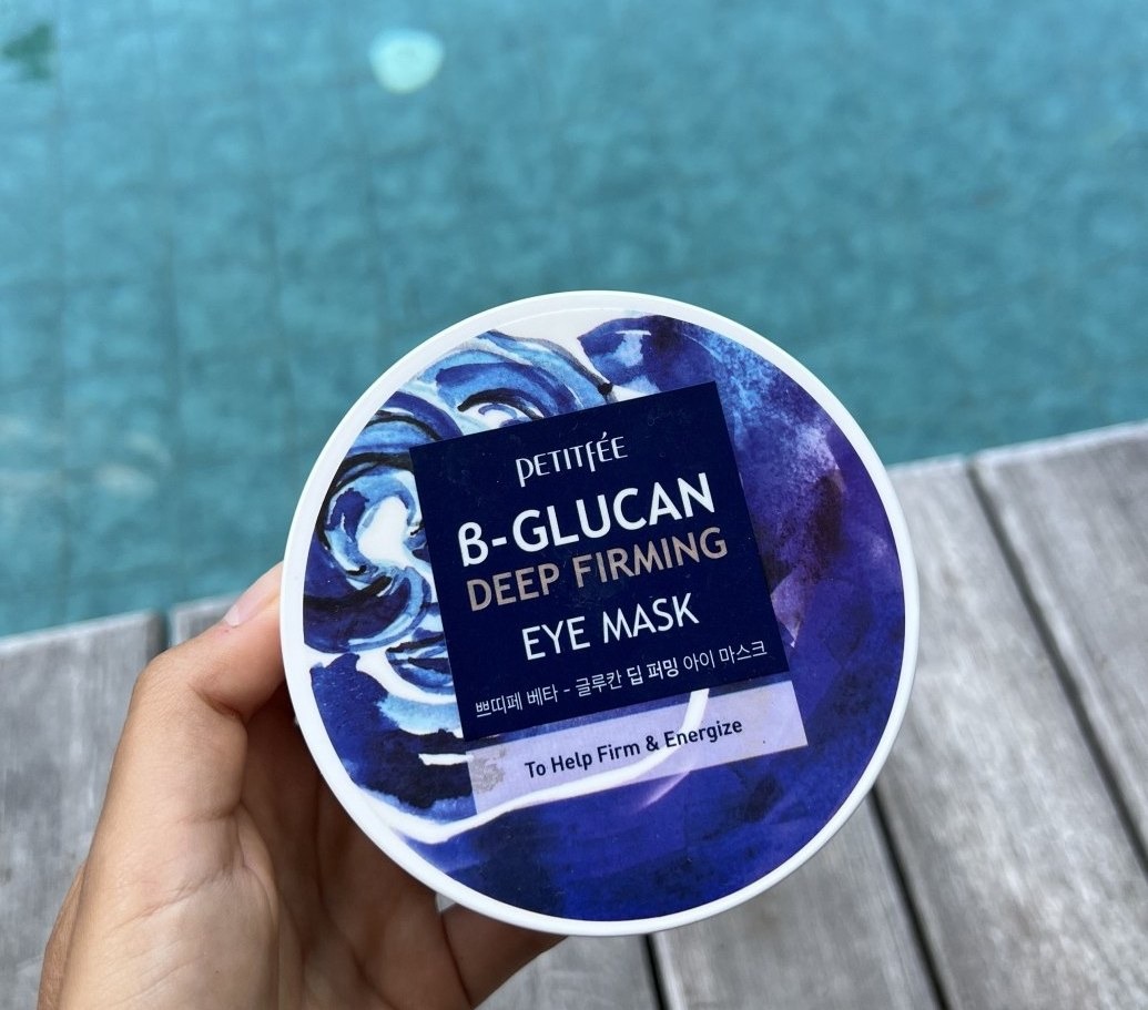 Petitfee B-Glucan Deep Firming Eye Mask — синяя банка с розой, тканевые патчи