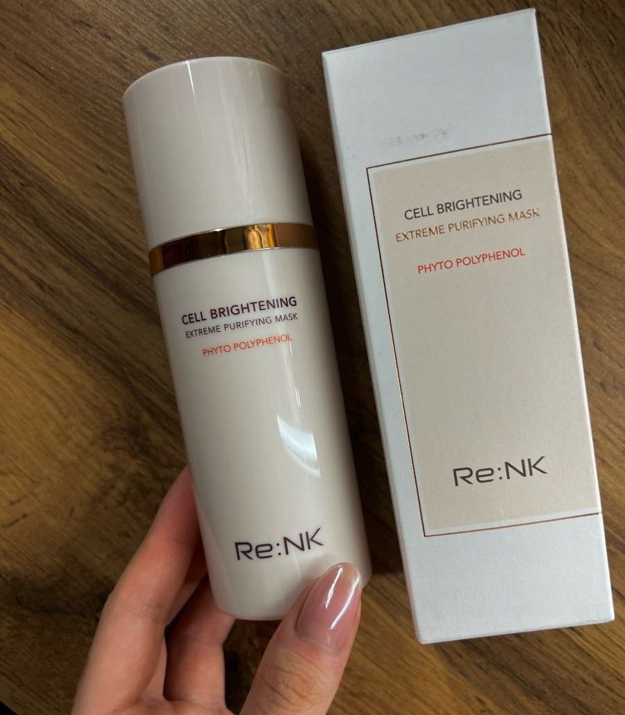Re:NK Cell Brightening Extreme Purifying Mask — белый флакон с золотой полосой