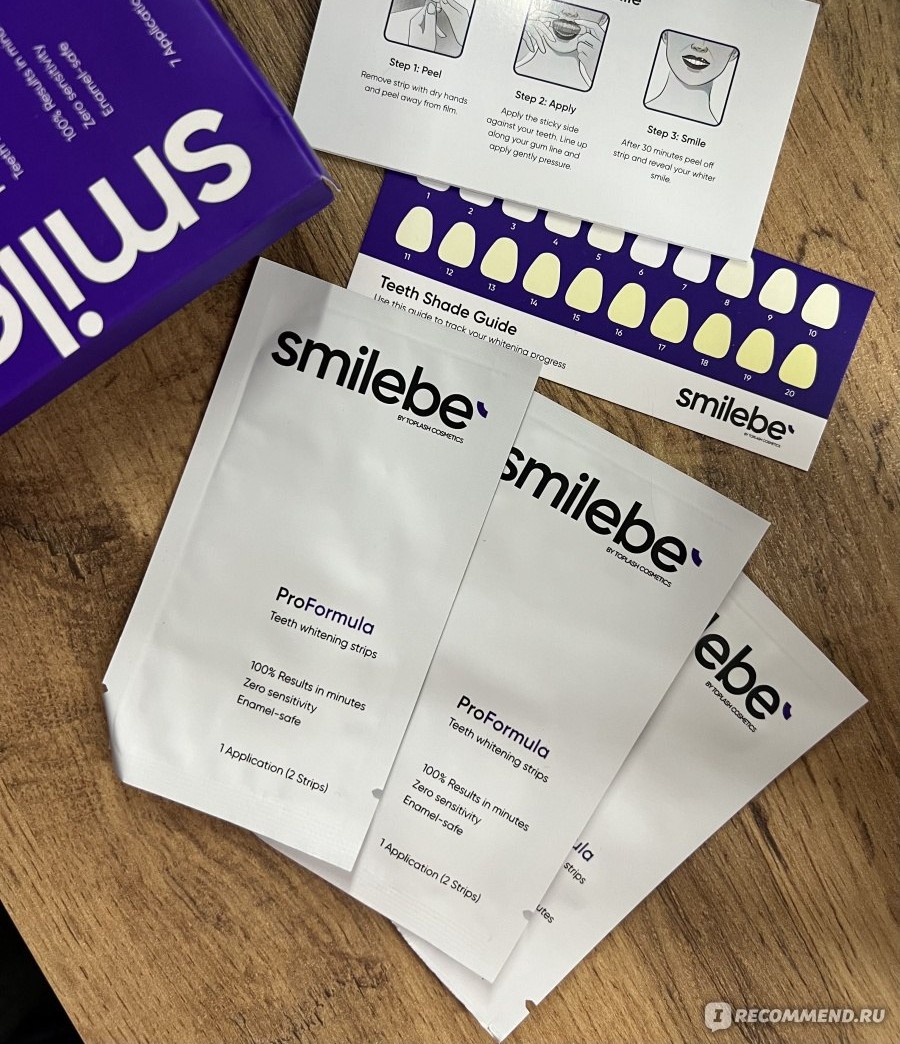 Smilebe Pro полоски для отбеливания зубов — фиолетовая коробка