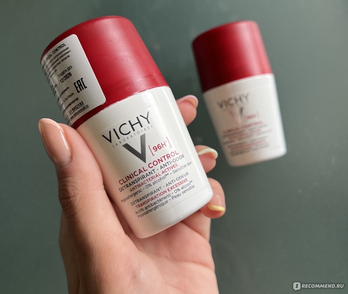 Vichy Clinical Control 96h антиперспирант — два белых роликовых флакона